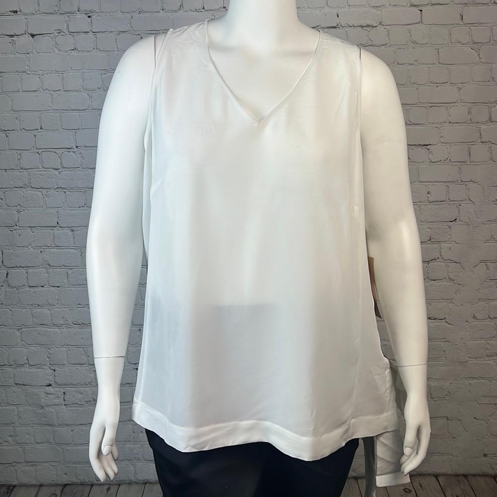 Rachel Roy White Side Tie Tank Top Size 2X